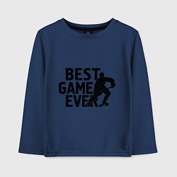 Лонгслив хлопковый детский Hockey - best game, цвет: тёмно-синий
