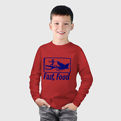Лонгслив хлопковый детский Shark fast food, цвет: красный — фото 2