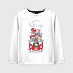 Лонгслив хлопковый детский Happy holiday, цвет: белый