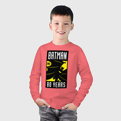 Лонгслив хлопковый детский Batman 80 years, цвет: коралловый — фото 2