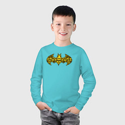 Лонгслив хлопковый детский Batman logo, цвет: бирюзовый — фото 2