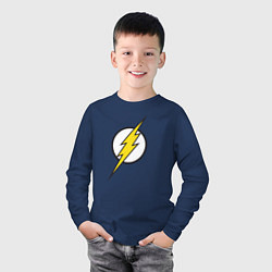 Лонгслив хлопковый детский Flash, цвет: тёмно-синий — фото 2