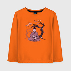 Лонгслив хлопковый детский Будда Сакура, цвет: оранжевый