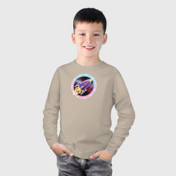 Лонгслив хлопковый детский SPACE ROCKET, цвет: миндальный — фото 2