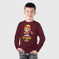Лонгслив хлопковый детский BRAWL STARS MAX, цвет: меланж-бордовый — фото 2