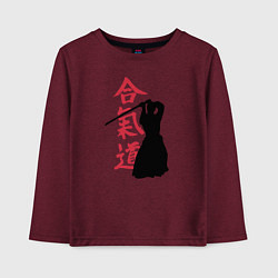 Лонгслив хлопковый детский Айкидо, цвет: меланж-бордовый