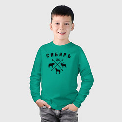 Лонгслив хлопковый детский Сибирь, цвет: зеленый — фото 2