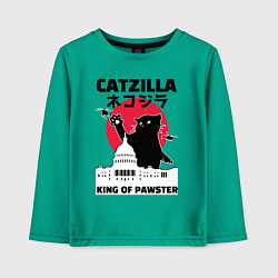 Лонгслив хлопковый детский Catzilla King of Pawster, цвет: зеленый