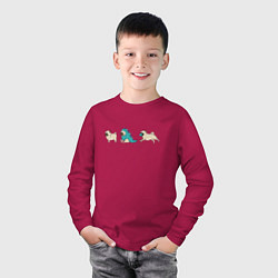 Лонгслив хлопковый детский Смешные мопсы, цвет: маджента — фото 2