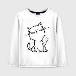 Лонгслив хлопковый детский Кошечка, цвет: белый