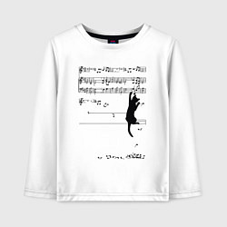 Лонгслив хлопковый детский Music cat, цвет: белый