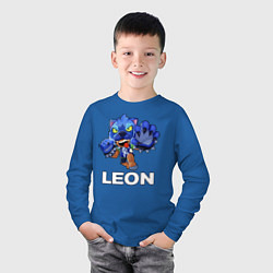 Лонгслив хлопковый детский Brawl Stars LEON, цвет: синий — фото 2