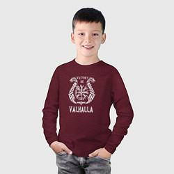 Лонгслив хлопковый детский Valhalla, цвет: меланж-бордовый — фото 2