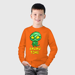Лонгслив хлопковый детский Амуму, цвет: оранжевый — фото 2