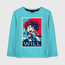 Лонгслив хлопковый детский MY HERO ACADEMIA Will, цвет: бирюзовый