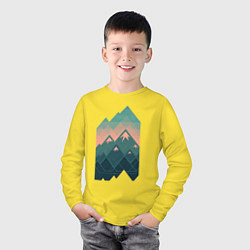 Лонгслив хлопковый детский Геометрические горы, цвет: желтый — фото 2