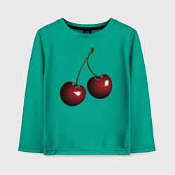 Лонгслив хлопковый детский Вишня, цвет: зеленый