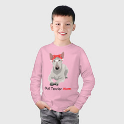 Лонгслив хлопковый детский Bull terrier Mom, цвет: светло-розовый — фото 2