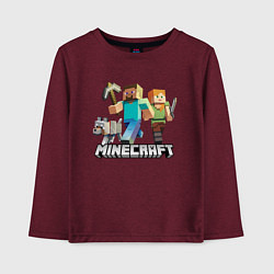 Лонгслив хлопковый детский MINECRAFT, цвет: меланж-бордовый