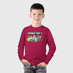 Лонгслив хлопковый детский MINECRAFT, цвет: маджента — фото 2