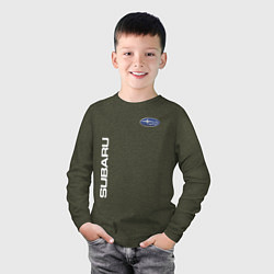 Лонгслив хлопковый детский SUBARU, цвет: меланж-хаки — фото 2