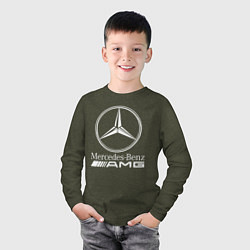 Лонгслив хлопковый детский MERCEDES-BENZ AMG, цвет: меланж-хаки — фото 2