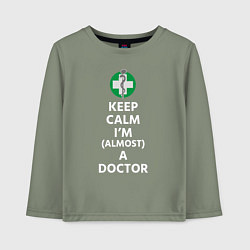 Лонгслив хлопковый детский Keep calm I??m a doctor, цвет: авокадо