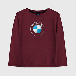 Лонгслив хлопковый детский BMW LOGO 2020, цвет: меланж-бордовый