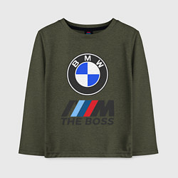 Лонгслив хлопковый детский BMW BOSS, цвет: меланж-хаки