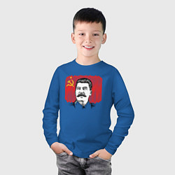 Лонгслив хлопковый детский Сталин и флаг СССР, цвет: синий — фото 2