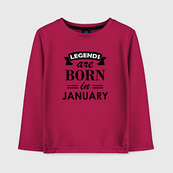 Лонгслив хлопковый детский Legends are born in january, цвет: маджента