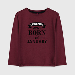 Лонгслив хлопковый детский Legends are born in january, цвет: меланж-бордовый