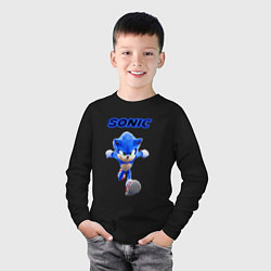 Лонгслив хлопковый детский SONIC, цвет: черный — фото 2