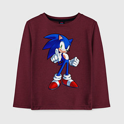 Лонгслив хлопковый детский SONIC, цвет: меланж-бордовый