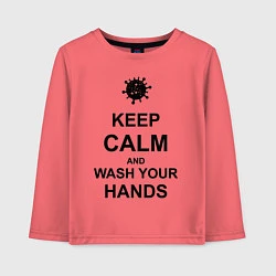 Лонгслив хлопковый детский Keep Calm & Wash Hands, цвет: коралловый