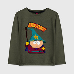 Лонгслив хлопковый детский CARTMAN, цвет: меланж-хаки