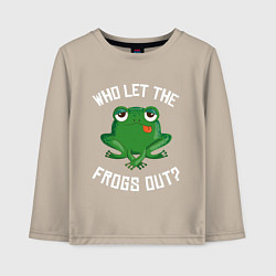 Детский лонгслив Who let the frogs out?