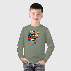 Лонгслив хлопковый детский Кубик Рубика, цвет: авокадо — фото 2