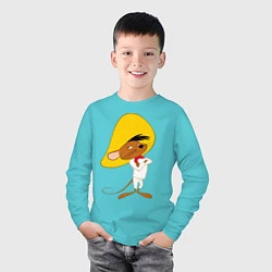 Лонгслив хлопковый детский Спиди Гонзалес, цвет: бирюзовый — фото 2