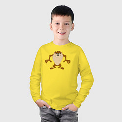 Лонгслив хлопковый детский Таз, цвет: желтый — фото 2