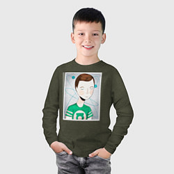 Лонгслив хлопковый детский Sheldon Cooper, цвет: меланж-хаки — фото 2