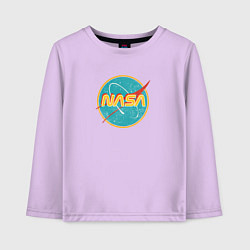 Лонгслив хлопковый детский NASA винтажный логотип, цвет: лаванда