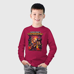 Лонгслив хлопковый детский Minecraft Dungeons, цвет: маджента — фото 2