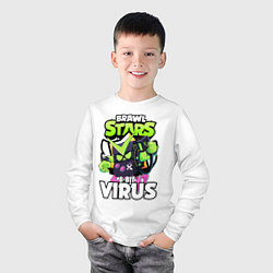 Лонгслив хлопковый детский BRAWL STARS VIRUS 8-BIT, цвет: белый — фото 2