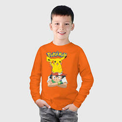 Лонгслив хлопковый детский Pokemon, цвет: оранжевый — фото 2