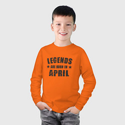 Лонгслив хлопковый детский Легенды рождаются в апреле, цвет: оранжевый — фото 2