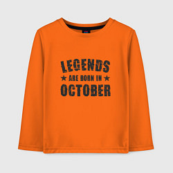 Лонгслив хлопковый детский Легенды рождаются в октябре, цвет: оранжевый