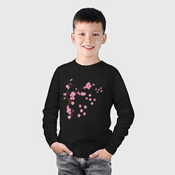 Лонгслив хлопковый детский Розовая сакура, цвет: черный — фото 2