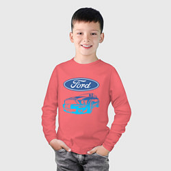 Лонгслив хлопковый детский Ford Z, цвет: коралловый — фото 2