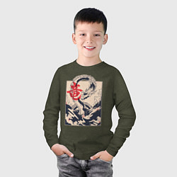 Лонгслив хлопковый детский Морской дракон, цвет: меланж-хаки — фото 2